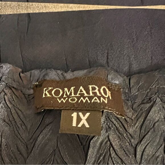 KOMAROV Midnight Lagenlook Bead Trim V-Neck Tiered Chiffon NWT Fit & Flare XL - Picture 9 of 11